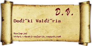 Deáki Valéria névjegykártya